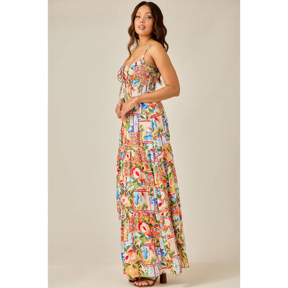 Color Splash Smocked Maxi Dress