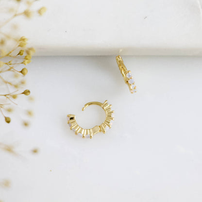 Opal Huggie Hoop Earrings - Hypoallergenic 