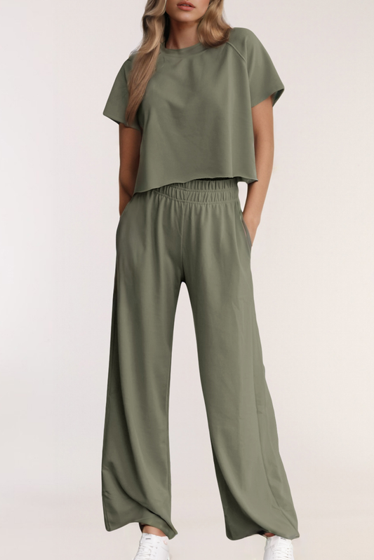 Raw Hem Loose Pant Set