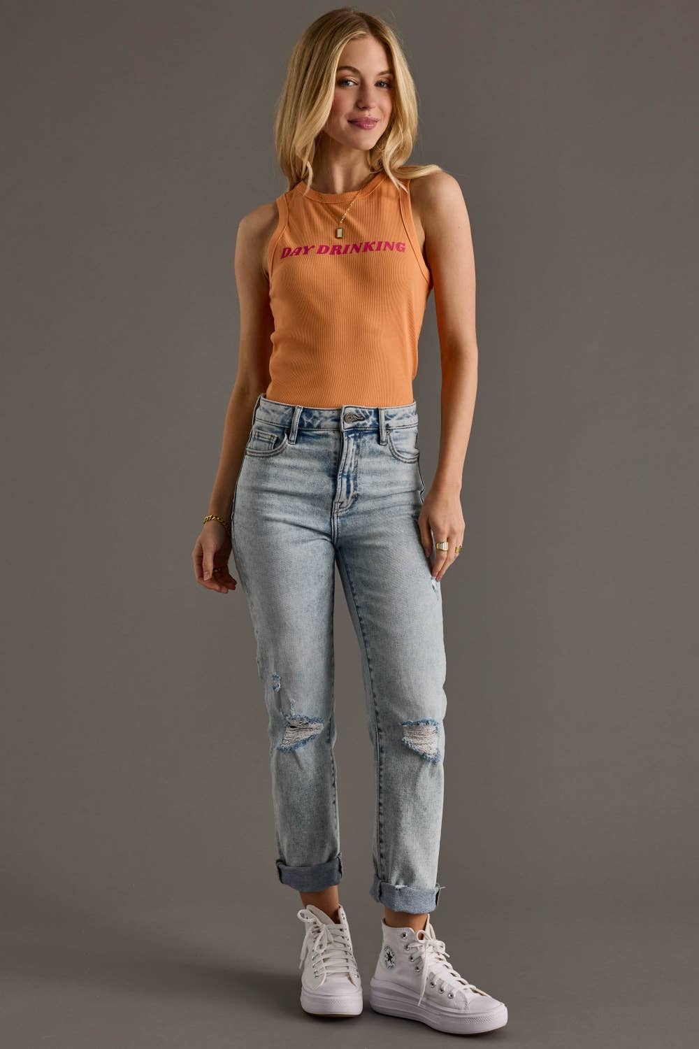 Orange Day Drinking Tank Top