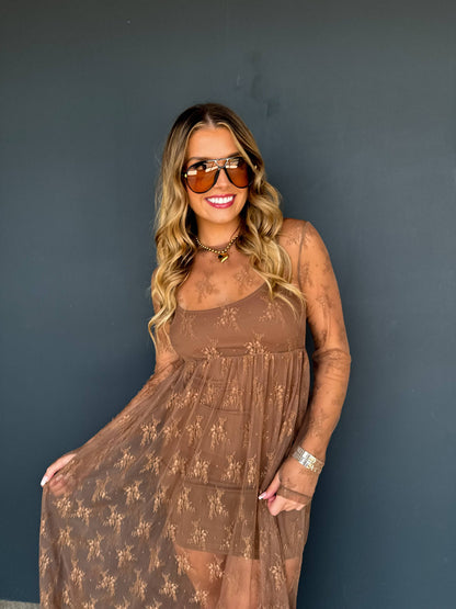 Evangeline Lace Dress - Mocha