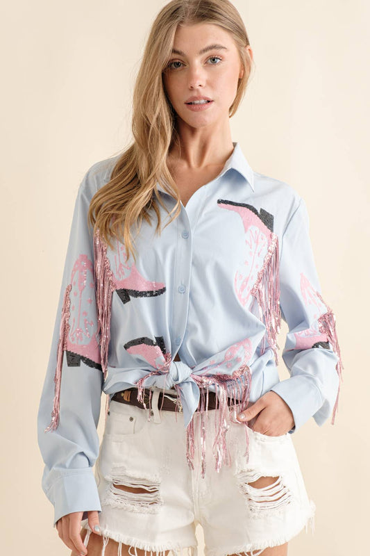 Western Cowboy Boots & Fringe Shirt - November Moon  
