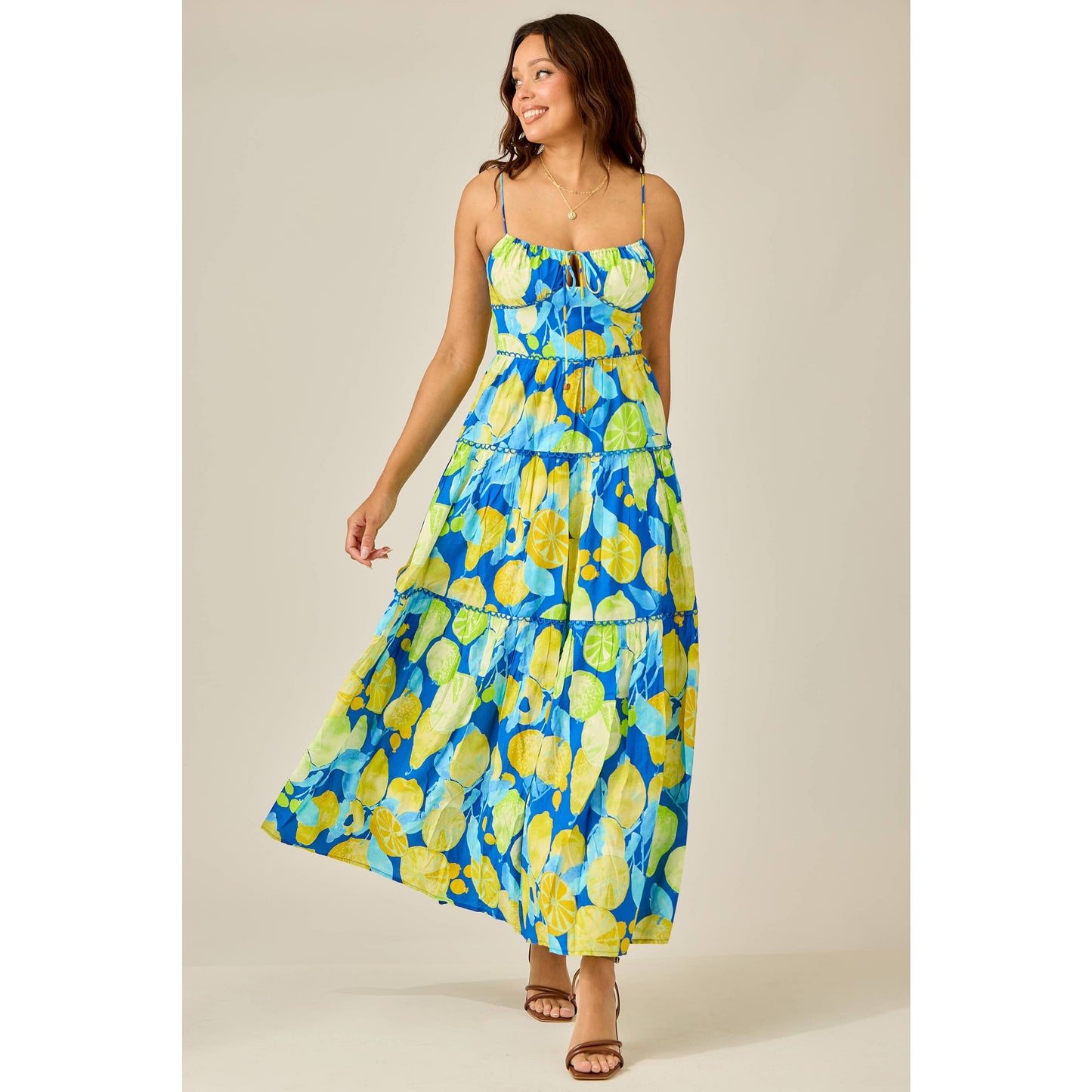 Citrus Splash Tiered Maxi Dress