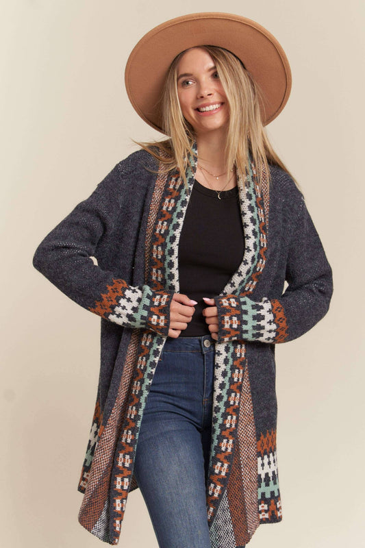 Aztec Cardigan - Navy