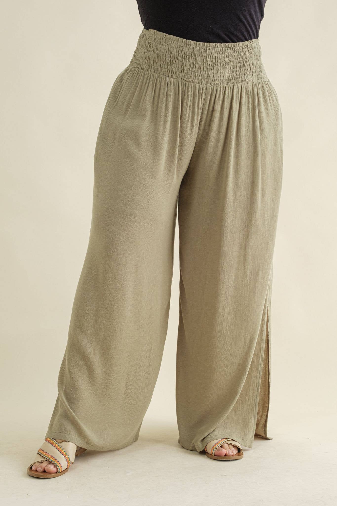 PLUS Crinkle Gauze Wide Leg Palazzo Pants - November Moon  