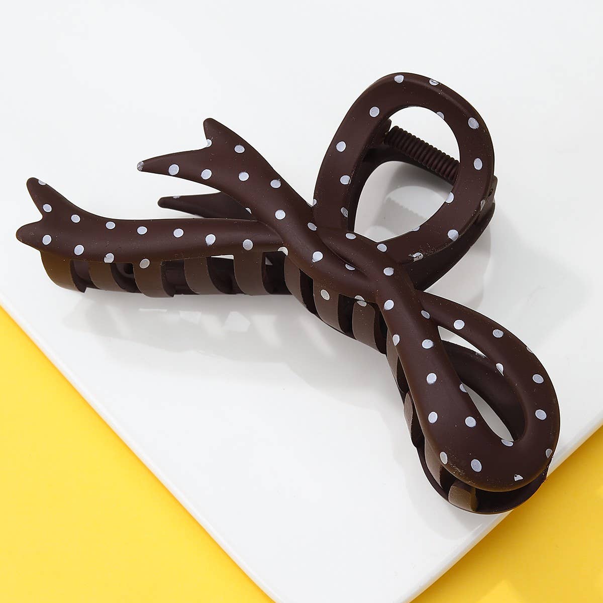 Large Polka Dot Bow Hair Claw Clip