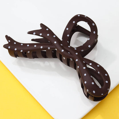 Large Polka Dot Bow Hair Claw Clip