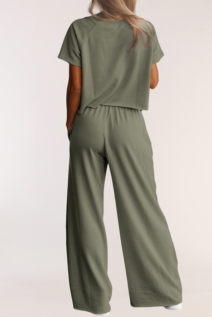 Raw Hem Loose Pant Set