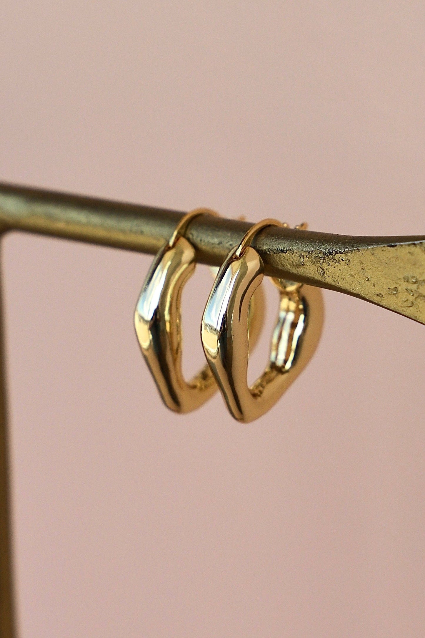 Organic Shape Gold Hoops