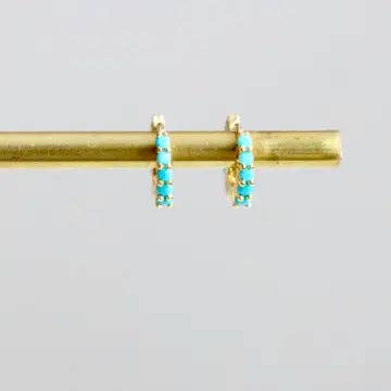 Turquoise Huggie Earrings - Hypoallergenic