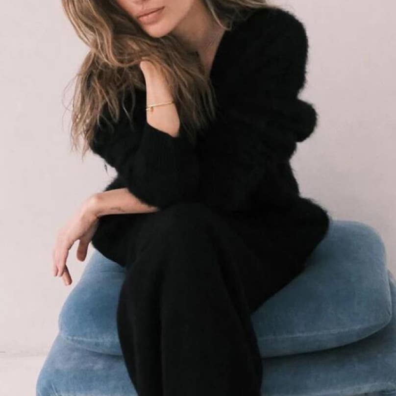 Fuzzy Oversized Cardigan - Black