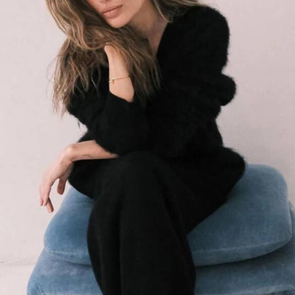 Fuzzy Oversized Cardigan - Black