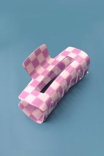Large Resin Checkered Hair Claw Clip