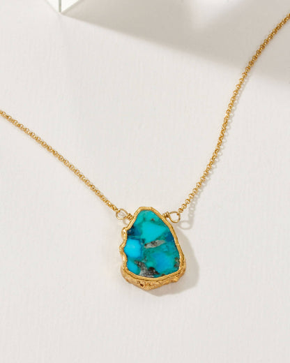 Earth, Wind and Fire Turquoise Necklace - Gold