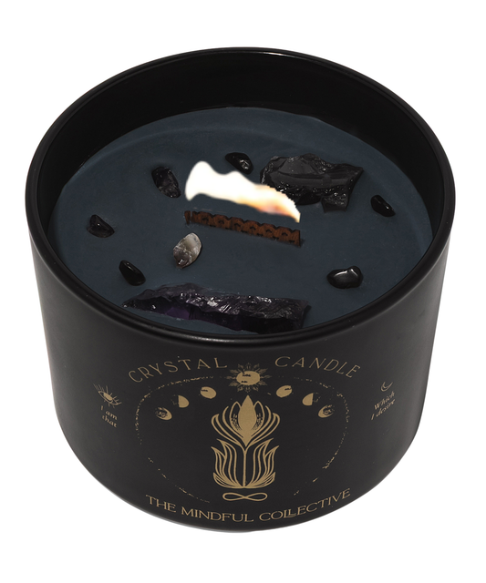Smoky Quartz & Amethyst Black Candle