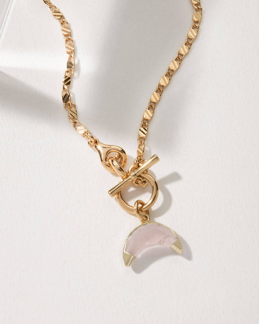 Rose Quartz Crescent Necklace