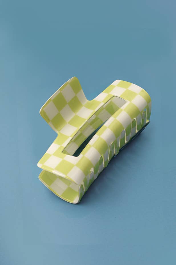 Large Resin Checkered Hair Claw Clip