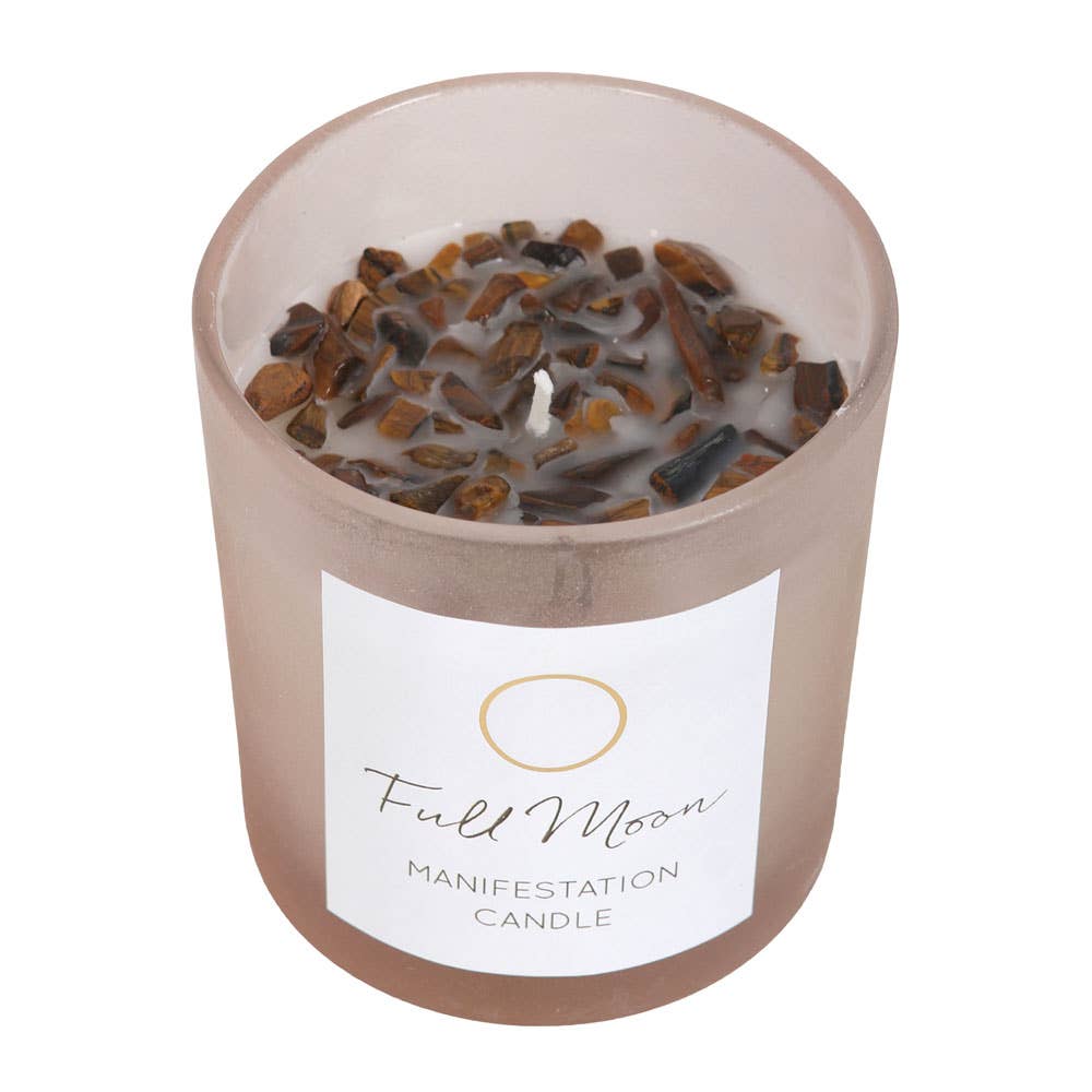 Full Moon - Eucalyptus Manifestation Candle with Tiger's Eye - November Moon  