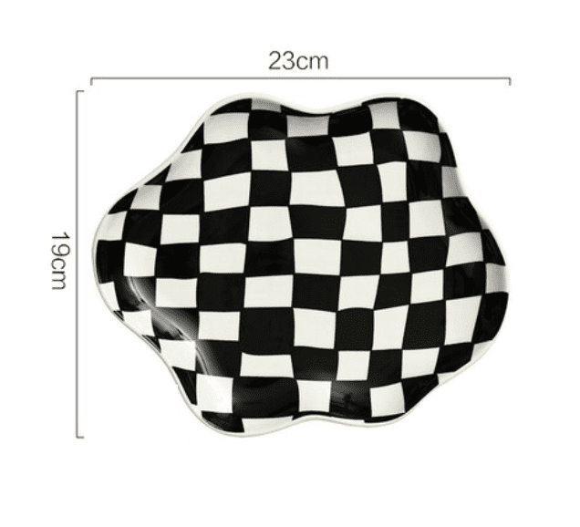 Checkered Ceramic Plate - November Moon  