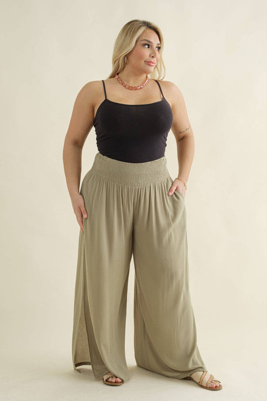 PLUS Crinkle Gauze Wide Leg Palazzo Pants - November Moon  