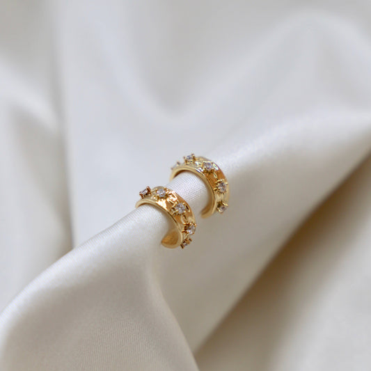 Star Hoop Huggie Post Earrings - November Moon  