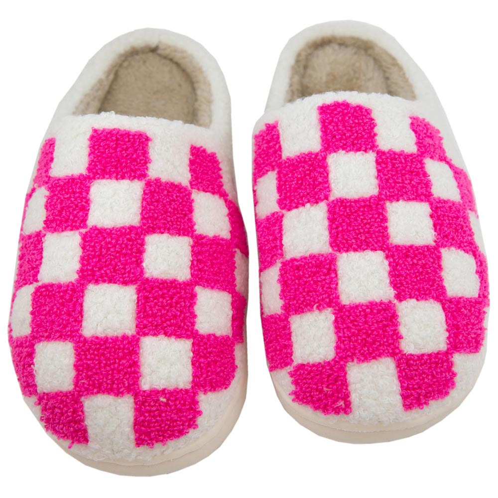 Hot Pink Checkered Slippers - November Moon  