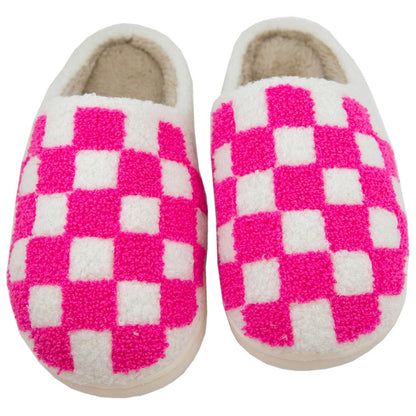 Hot Pink Checkered Slippers - November Moon  
