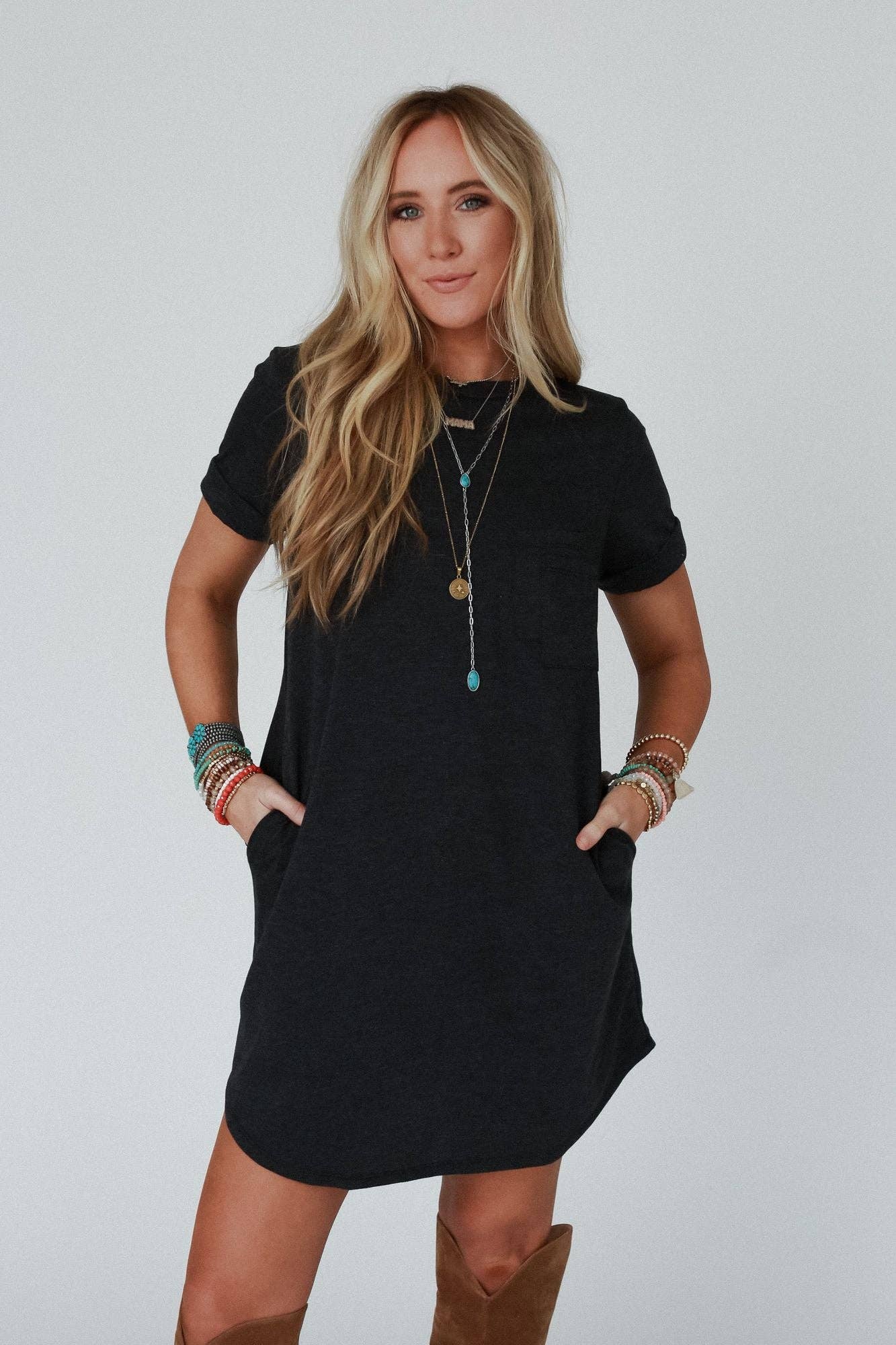 On The Daily Pocket Tee Dress - November Moon  