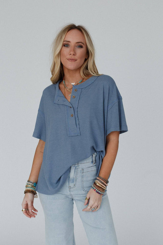 Soft Plume Henley Top - November Moon  