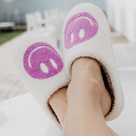 Lavender Happy Face Slippers - November Moon  